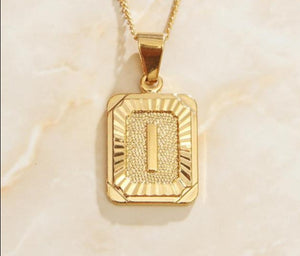 Square Gold Initial Necklace