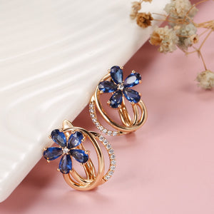 Blue Zircon Floral Earrings