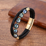 Black Pearl Leather Bracelet