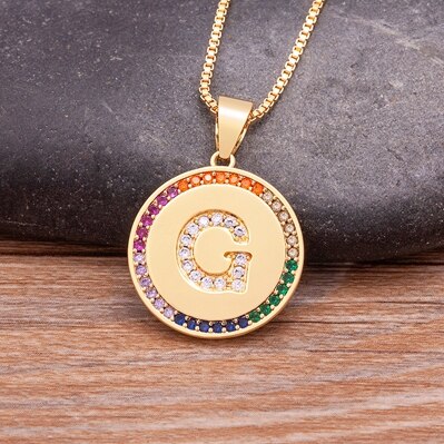 Colored Rhinestone Initial Necklace