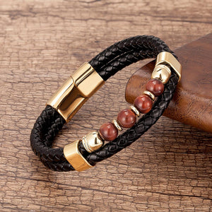 Stone Beaded Leather Bracelets