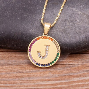Colored Rhinestone Initial Necklace