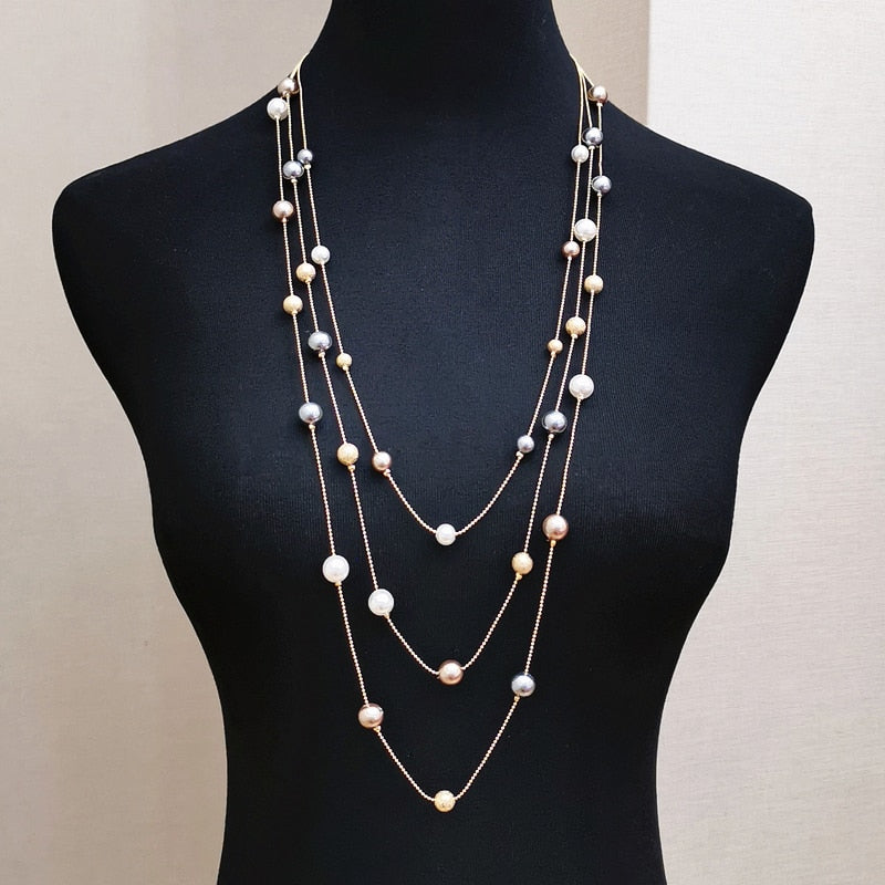 Long Pearl Beaded Necklace
