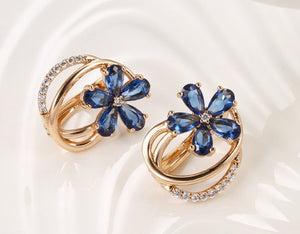 Blue Zircon Floral Earrings