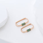 Oval Zircon Cylinder Earrings