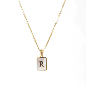 Mother-of-Pearl Tag Initial Necklace