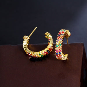 Multi-Color Baguette Zircon Earrings