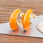 Enamel Half Moon Earrings