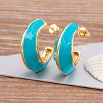 Enamel Half Moon Earrings