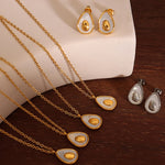 Avocado Mother-of-Pearl Necklace and Earrings