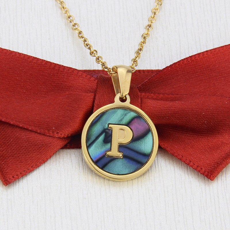 Gold Abalone Initial Necklace