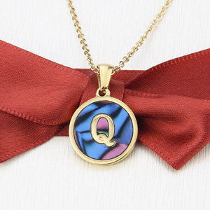 Gold Abalone Initial Necklace
