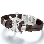 Ship Wheel Leather Bracelet