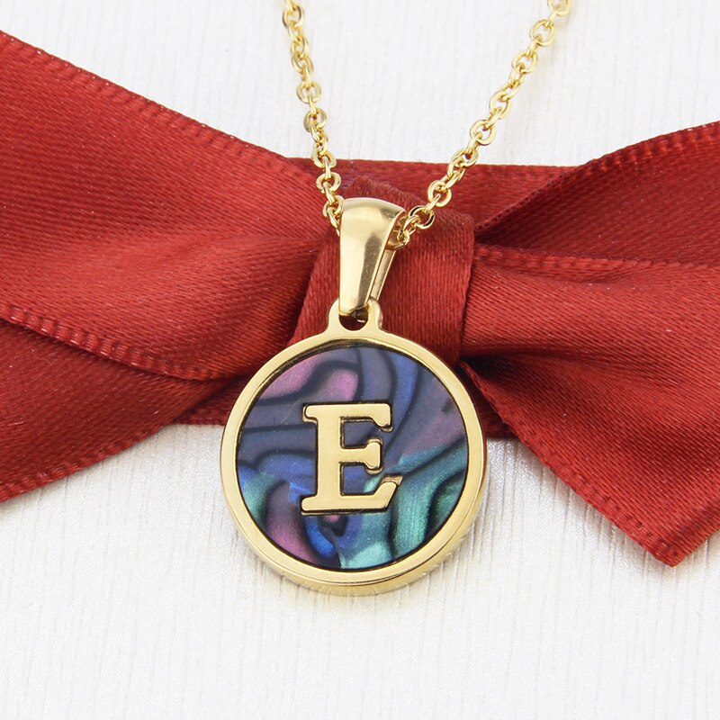 Gold Abalone Initial Necklace