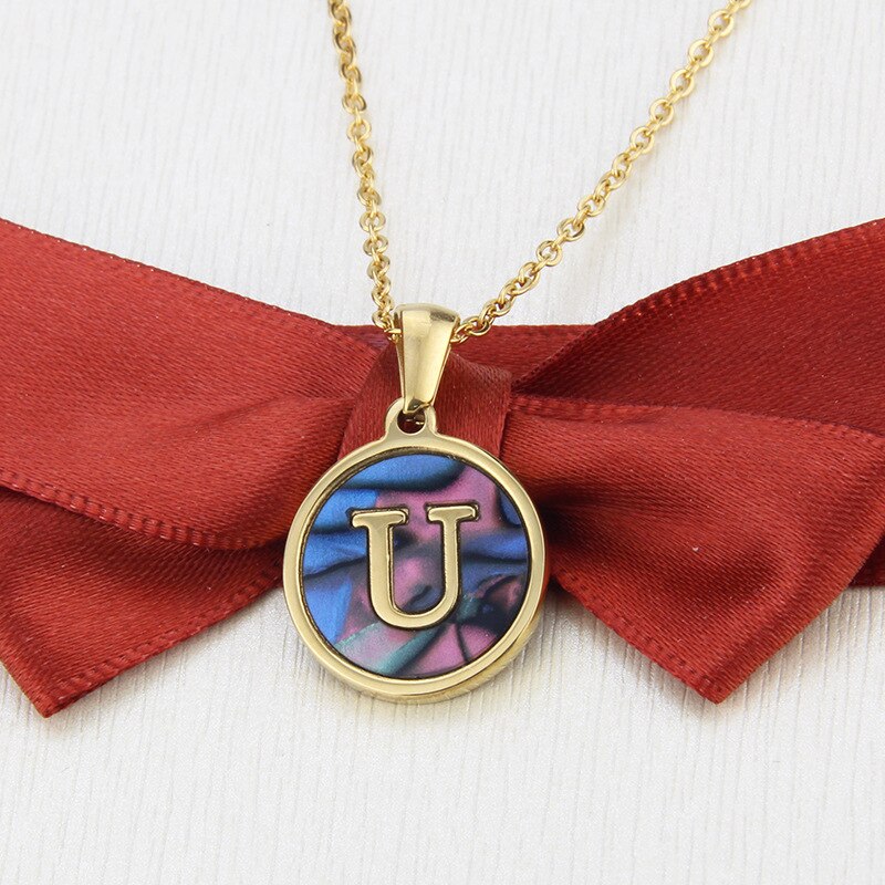 Gold Abalone Initial Necklace