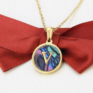 Gold Abalone Initial Necklace