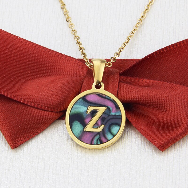 Gold Abalone Initial Necklace
