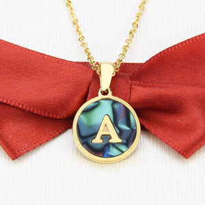 Gold Abalone Initial Necklace