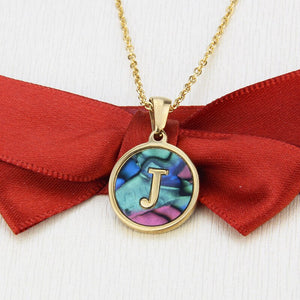 Gold Abalone Initial Necklace