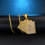 Gold Poker Cards Necklace