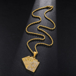 Gold Poker Cards Necklace