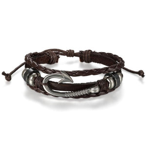 Fish Hook Leather Bracelet