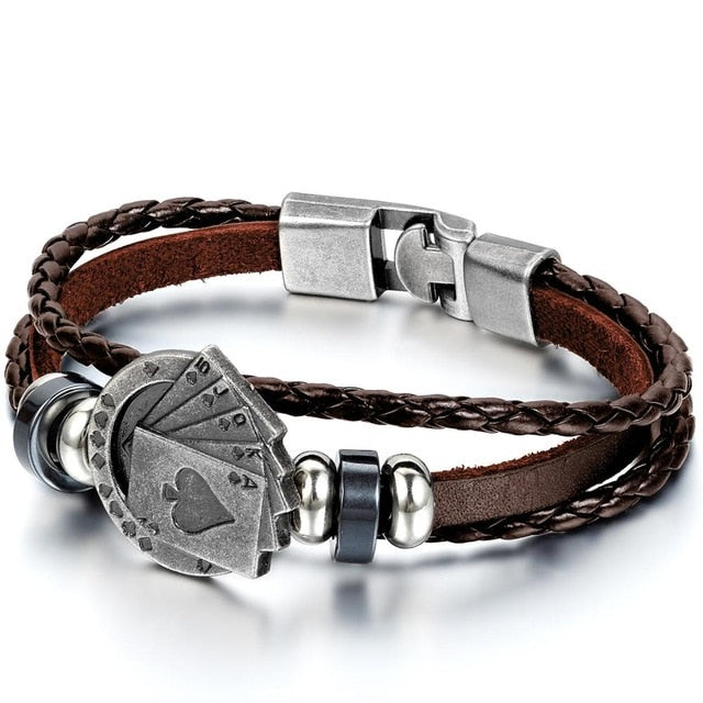 Vintage Playing Cards Leather Bracelet