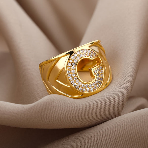 AG Initials Ring - Buy Certified Gold & Diamond Rings Online | KuberBox.com  - KuberBox.com