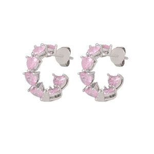 Hoop and Drop Heart  Earrings